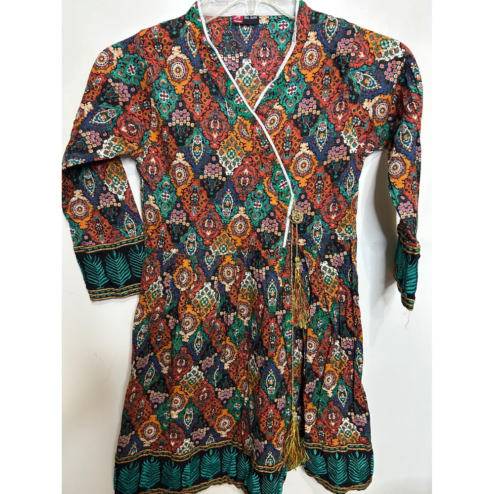 Kids Bin Jamil‎ Bohemian Dress Colorful Medallion Print Tunic Top Pakistani